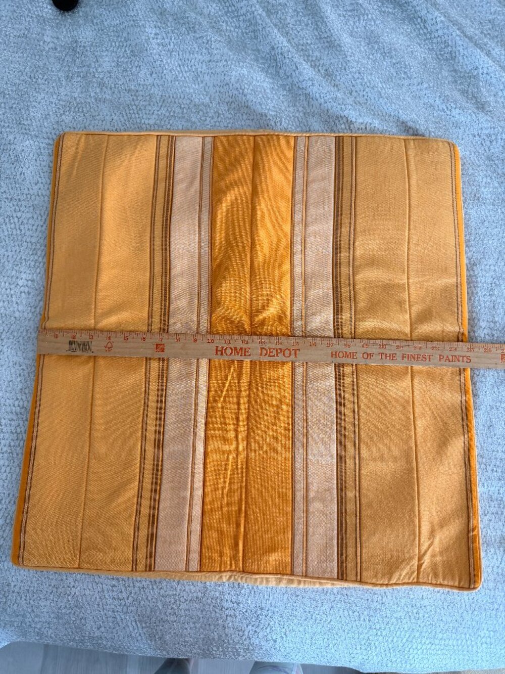 Nepalese Handwoven Gold Stripes Quilted Pillow Cover 25" x25" - Picture 4 of 7
